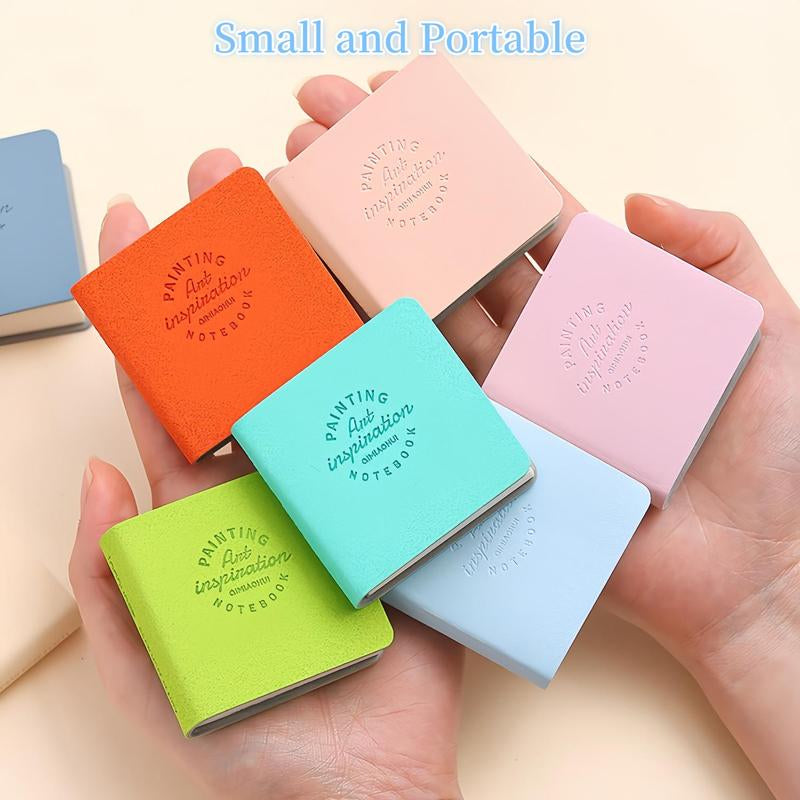 Mini Notebook, 3 Counts/Set Portable Pocket Notebook, Small Graffiti Book, Empty Scrapbook, Pocket Note Pad, Leather Memo Pad, Cute Painting Book