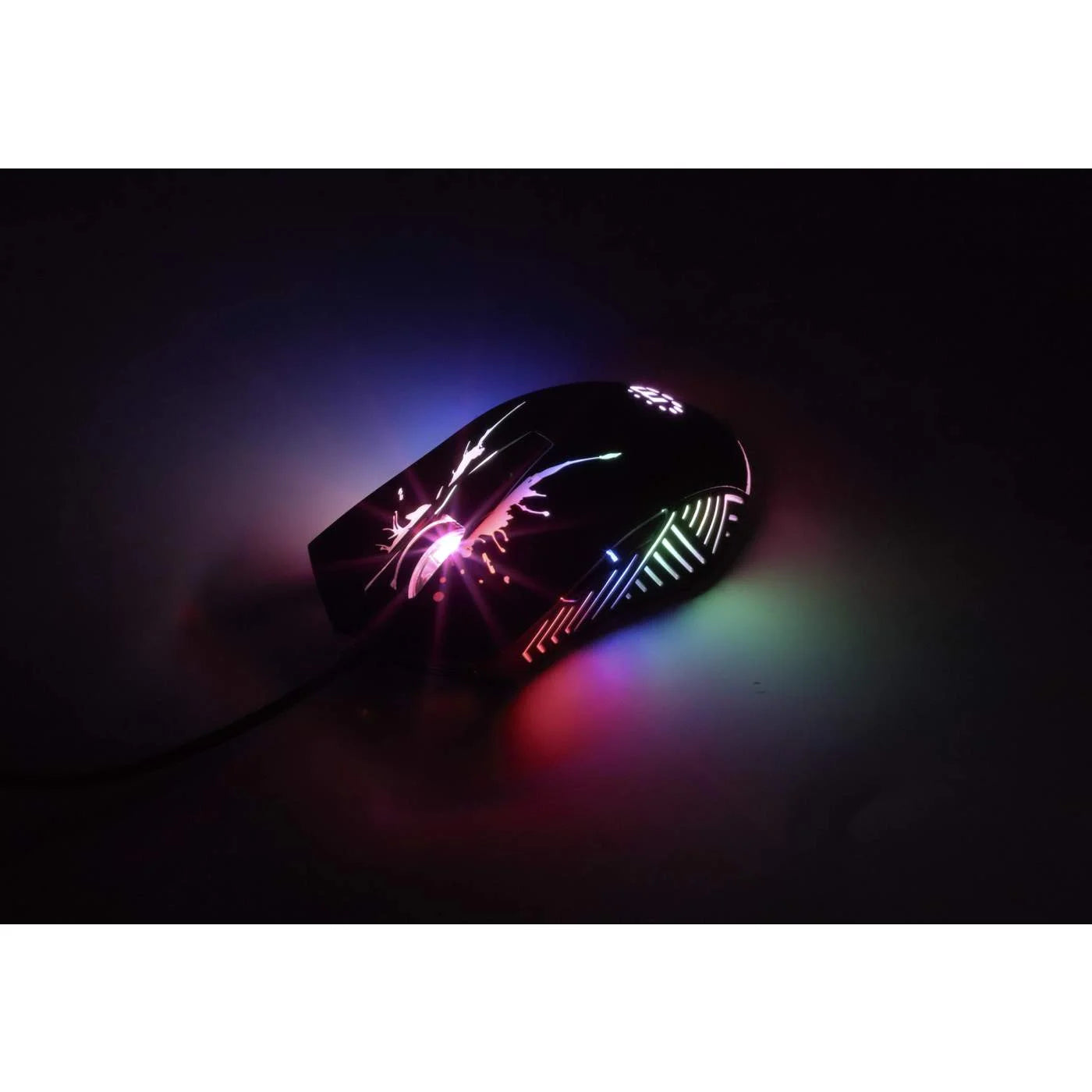 RGB LED Wired Optical USB Gaming Mouse, Seven Buttons with Scroll Wheel, 7200 DPI, LED Lighting, Black