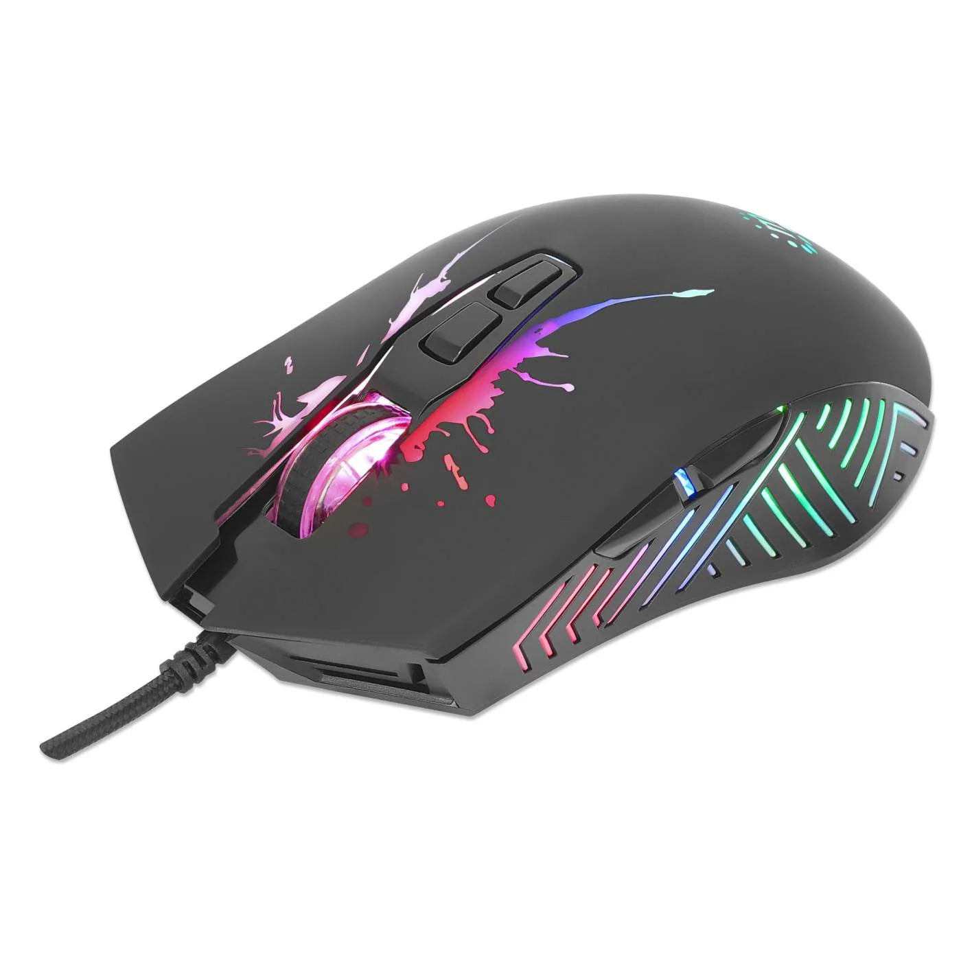 RGB LED Wired Optical USB Gaming Mouse, Seven Buttons with Scroll Wheel, 7200 DPI, LED Lighting, Black