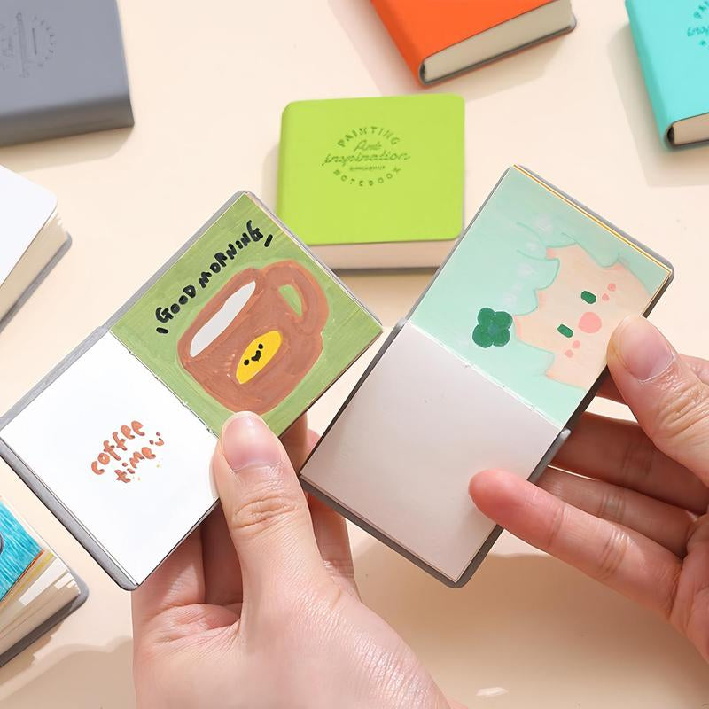 Mini Notebook, 3 Counts/Set Portable Pocket Notebook, Small Graffiti Book, Empty Scrapbook, Pocket Note Pad, Leather Memo Pad, Cute Painting Book