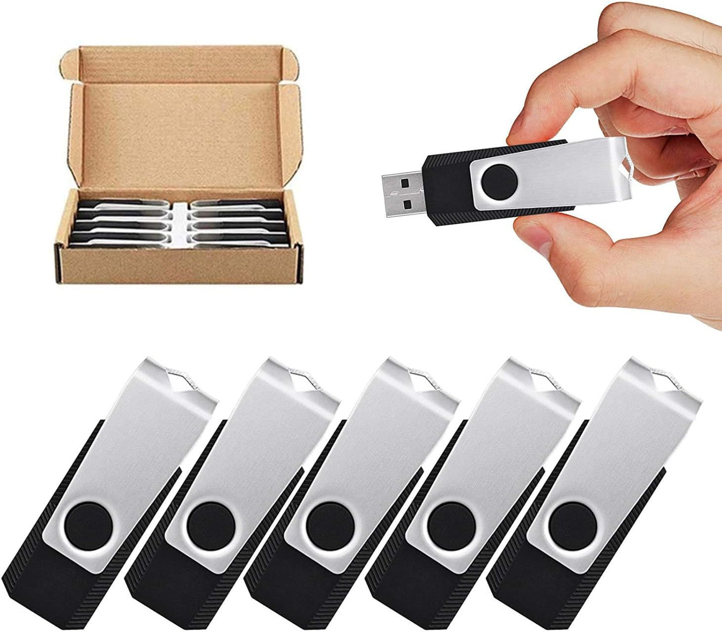 32 GB Flash Drive 10 Pack Bulk 32GB USB Flash Drives 2.0 USB Stick Thumb Drive 32GB 32G USB Drive Pack, Black