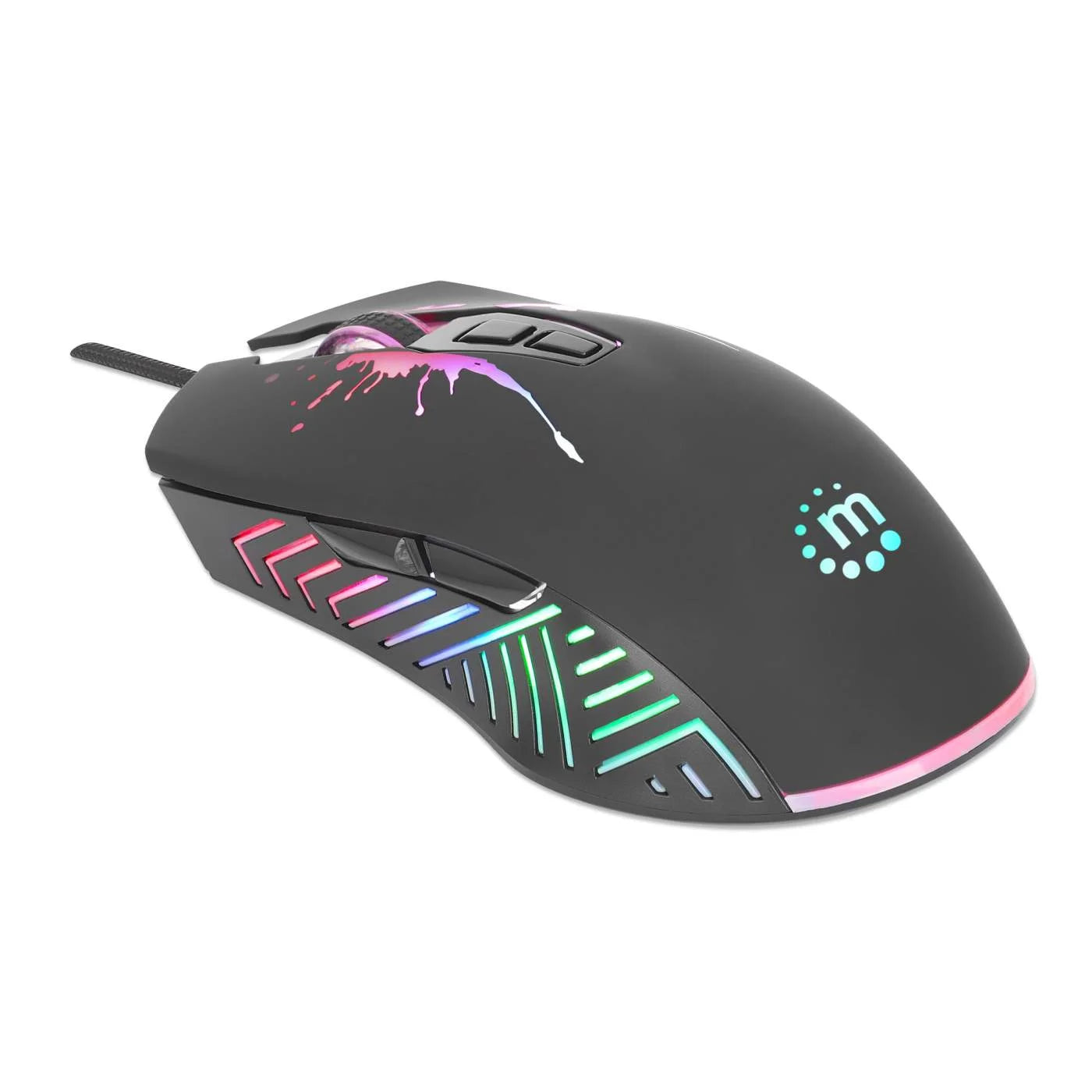 RGB LED Wired Optical USB Gaming Mouse, Seven Buttons with Scroll Wheel, 7200 DPI, LED Lighting, Black