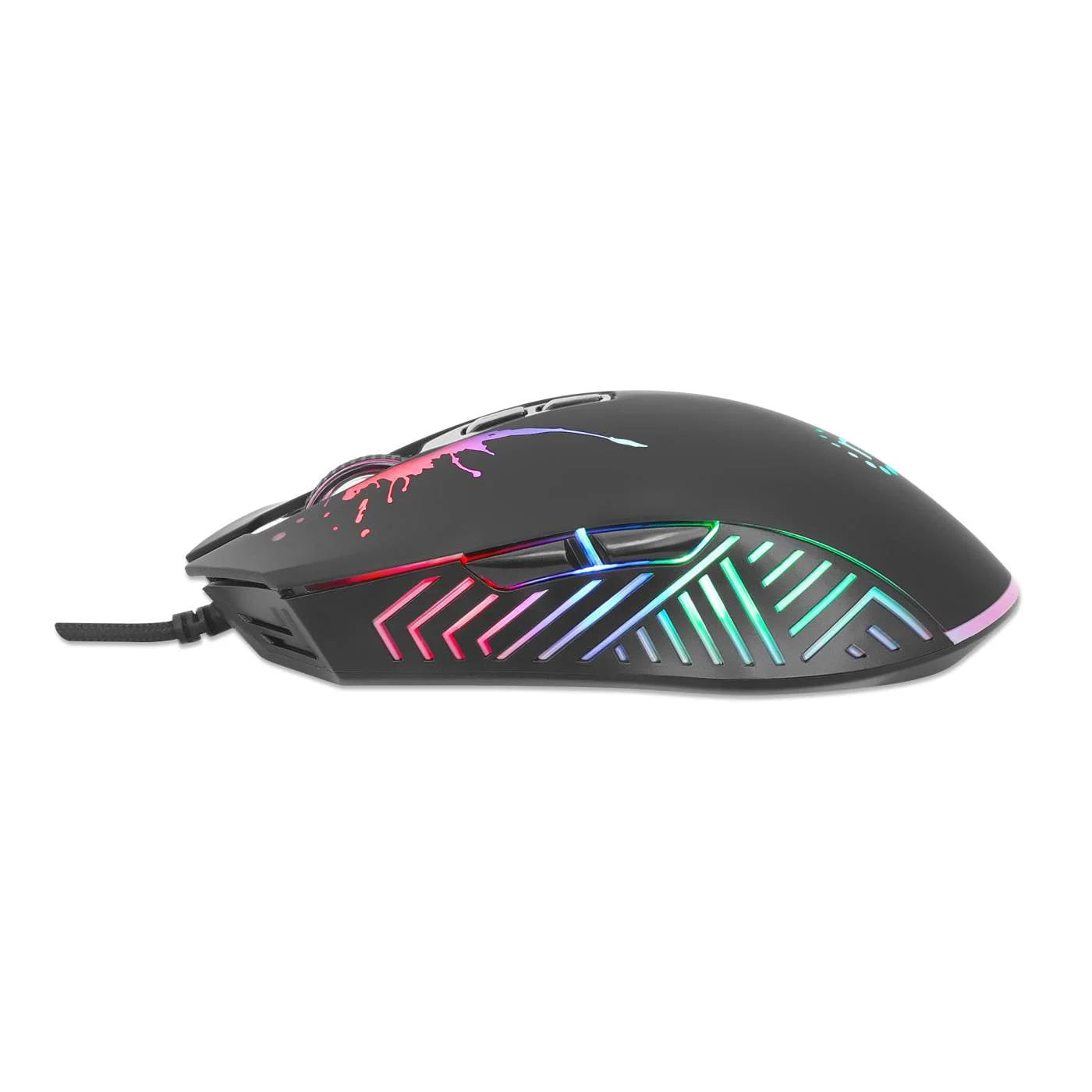 RGB LED Wired Optical USB Gaming Mouse, Seven Buttons with Scroll Wheel, 7200 DPI, LED Lighting, Black